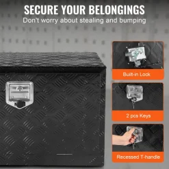 VEVOR Underbody Truck Box, 30" x 17" x 18" Pickup Storage Box, Heavy Duty Aluminum Diamond Plate Tool Box with Lock and Keys, Waterproof Trailer Storage Box with T-Handle Latch for Truck, Van, Trailer