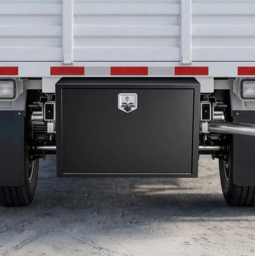 VEVOR Underbody Truck Tool Box, 36 x 24 x 24 Inch Heavy Duty Steel Trailer Storage Box with Lock & Keys, Waterproof Trailer Storage Organizer Under Body Chest with T-Handle for Truck, Van, SUV, Black