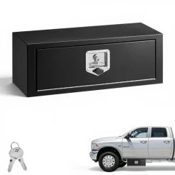 VEVOR Underbody Truck Tool Box, 27 x 10 x 10 Inch Heavy Duty Steel Trailer Storage Box with Lock & Keys, Waterproof Trailer Storage Organizer Under Body Chest with T-Handle for Truck, Van, SUV, Black