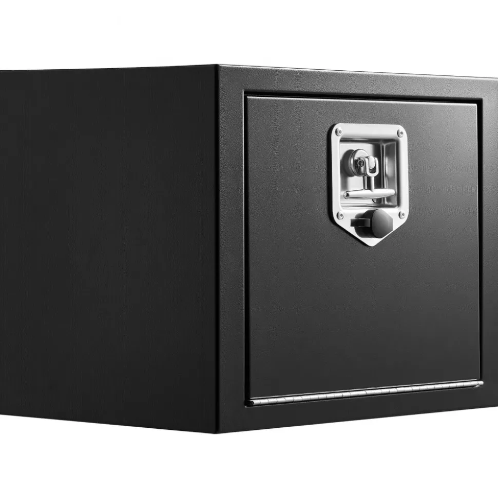 VEVOR Underbody Truck Tool Box, 18 x 12 x 14 Inch Heavy Duty Steel Trailer Storage Box with Lock & Keys, Waterproof Trailer Storage Organizer Under Body Chest with T-Handle for Truck, Van, SUV, Black