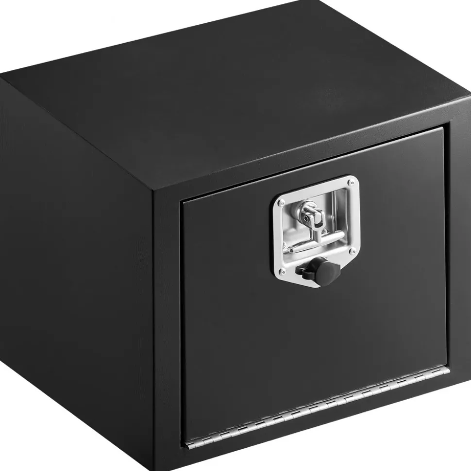 VEVOR Underbody Truck Tool Box, 18 x 12 x 14 Inch Heavy Duty Steel Trailer Storage Box with Lock & Keys, Waterproof Trailer Storage Organizer Under Body Chest with T-Handle for Truck, Van, SUV, Black