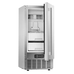 VEVOR Undercounter Built-in Ice Maker, 66 Lbs/Day Under Counter Nugget Ice Maker Machine with Reversible Door Stainless Steel, Freestanding Ice Maker for Commercial Home Kitchen, Electric Drainage