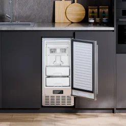 VEVOR Undercounter Built-in Ice Maker, 66 Lbs/Day Under Counter Nugget Ice Maker Machine with Reversible Door Stainless Steel, Freestanding Ice Maker for Commercial Home Kitchen, Electric Drainage