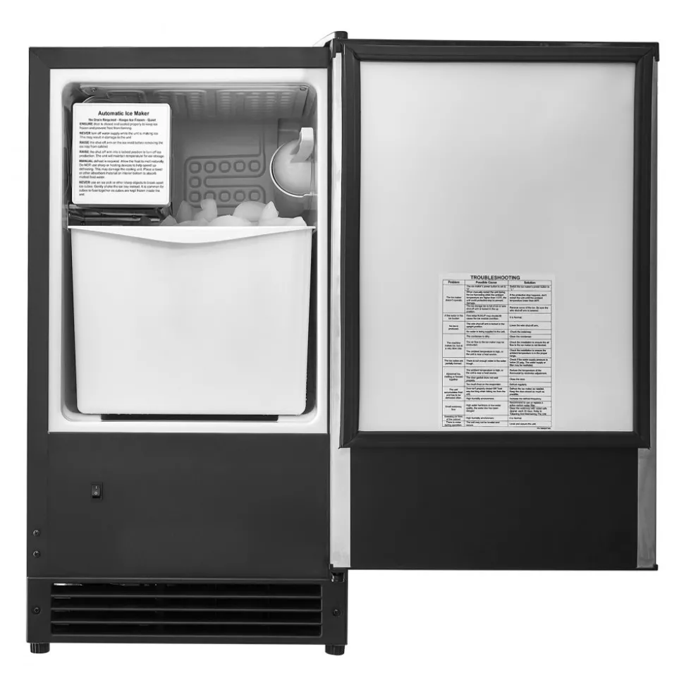 VEVOR Undercounter Built-in Ice Maker, 66 Lbs/Day Under Counter Nugget Ice Maker Machine with Reversible Door Stainless Steel, Freestanding Ice Maker for Commercial Home Kitchen, Electric Drainage