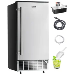 VEVOR Undercounter Built-in Ice Maker, 80 Lbs/Day Under Counter Ice Maker Machine with Reversible Door Stainless Steel, Freestanding Ice Maker for Commercial Home Kitchen, Electric Drainage