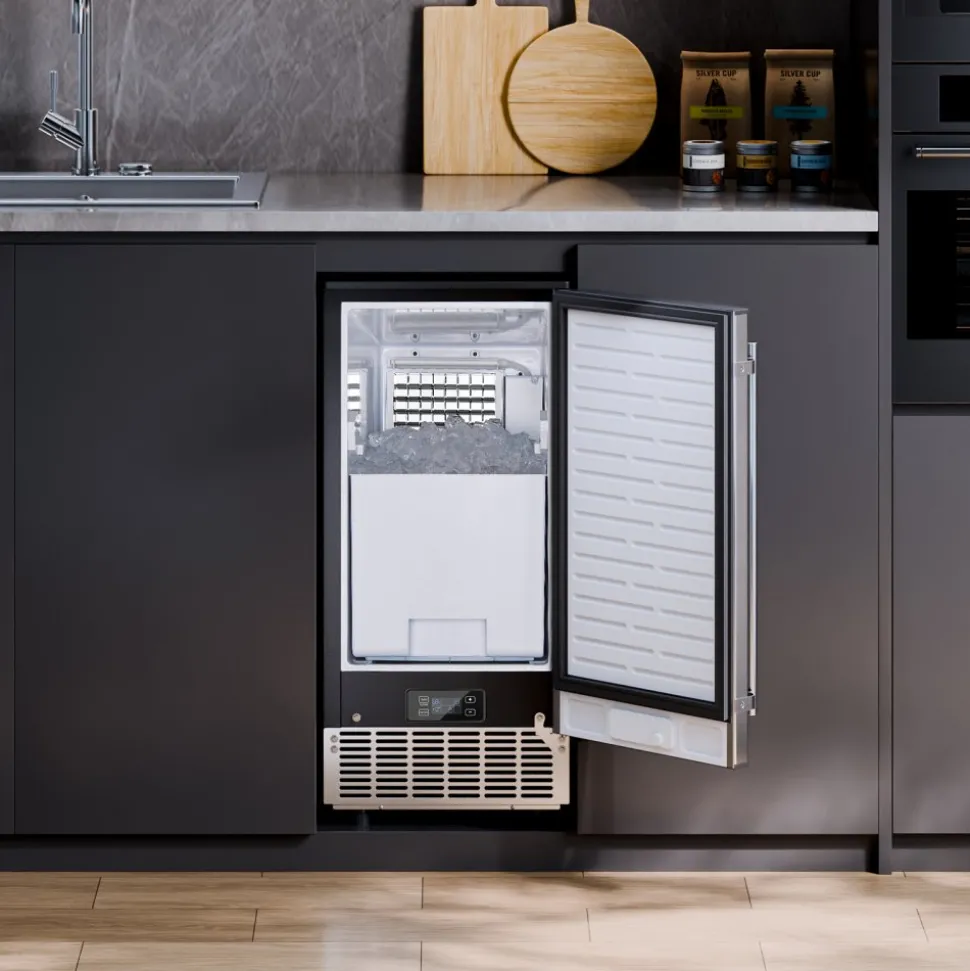 VEVOR Undercounter Built-in Ice Maker, 80 Lbs/Day Under Counter Ice Maker Machine with Reversible Door Stainless Steel, Freestanding Ice Maker for Commercial Home Kitchen, Electric Drainage