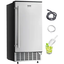 VEVOR Undercounter Built-in Ice Maker, 80 Lbs/Day Under Counter Ice Maker Machine with Reversible Door Stainless Steel, Freestanding Ice Maker for Commercial Home Kitchen, Electric Drainage