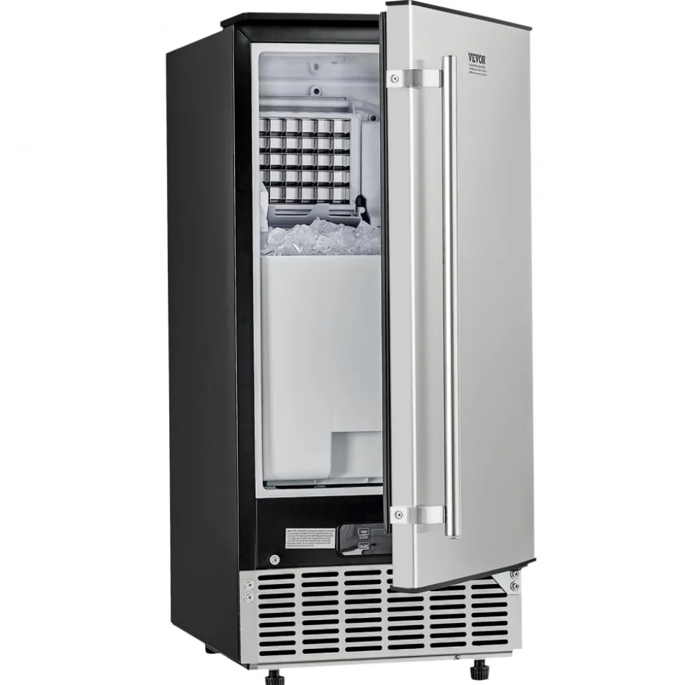 VEVOR Undercounter Built-in Ice Maker, 80 Lbs/Day Under Counter Ice Maker Machine with Reversible Door Stainless Steel, Freestanding Ice Maker for Commercial Home Kitchen, Electric Drainage