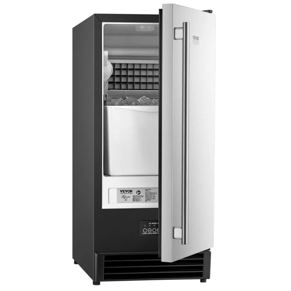 VEVOR Undercounter Built-in Ice Maker, 50 Lbs/Day Under Counter Ice Maker Machine with Drain Pump Reversible Door Stainless Steel, Freestanding Ice Maker for Commercial Home Kitchen