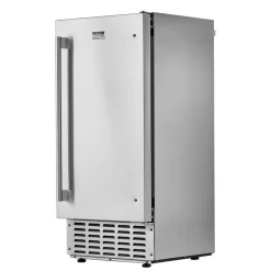 VEVOR Undercounter Built-in Ice Maker, 66 Lbs/Day Under Counter Nugget Ice Maker Machine with Drain Pump Reversible Door Stainless Steel, Freestanding Ice Maker for Commercial Home Kitchen