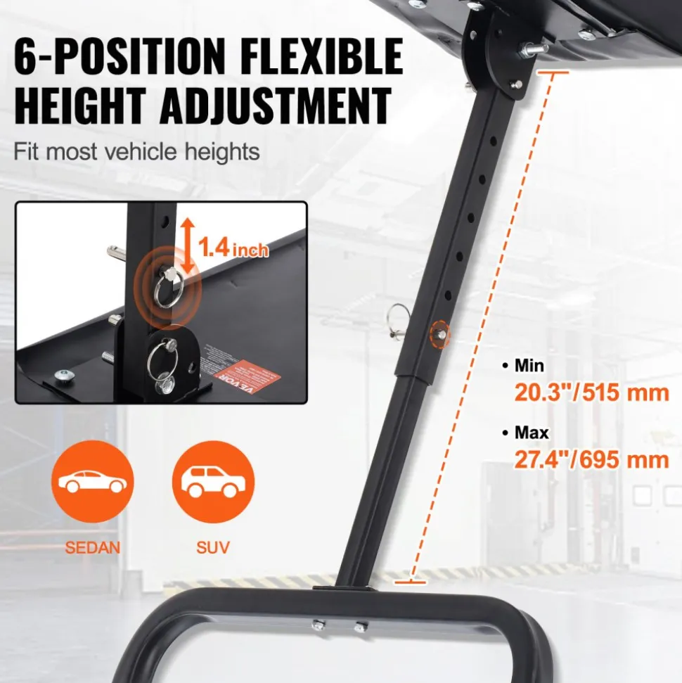 VEVOR Under Dash Creeper, 40 in, 330 lbs Load Capacity Rolling Mechanic Garage Creeper, 20.3-27.4 in Height Adjustable, Laying Down or Upright Inside of Car or Truck, Easy Fold Support for Garage Shop