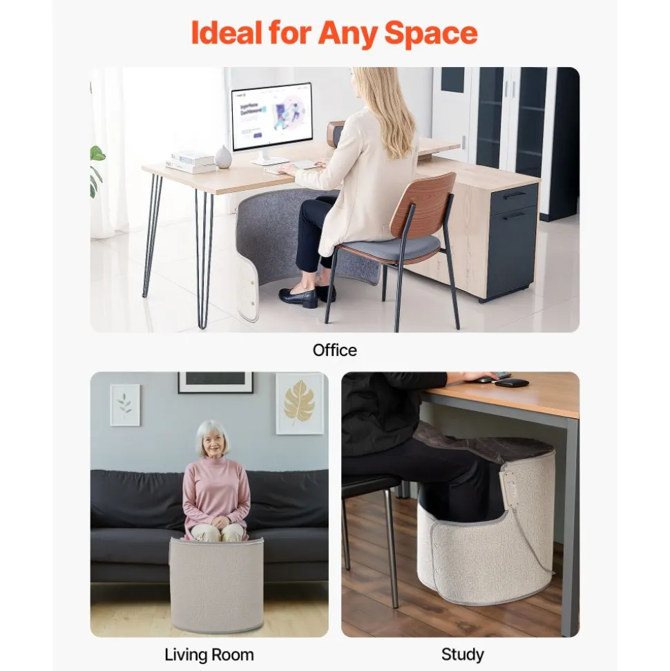 VEVOR Under Desk Space Heater,Rollable Foot Warmer Portable for Home&Office,Timer & Secure,Quiet for Legs,Ankles,Touch&Remote Control Personal Electric Round Surround Warming Pad,Over-Heat Protection