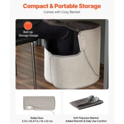 VEVOR Under Desk Space Heater,Rollable Foot Warmer Portable for Home&Office,Timer & Secure,Quiet for Legs,Ankles,Touch&Remote Control Personal Electric Round Surround Warming Pad,Over-Heat Protection