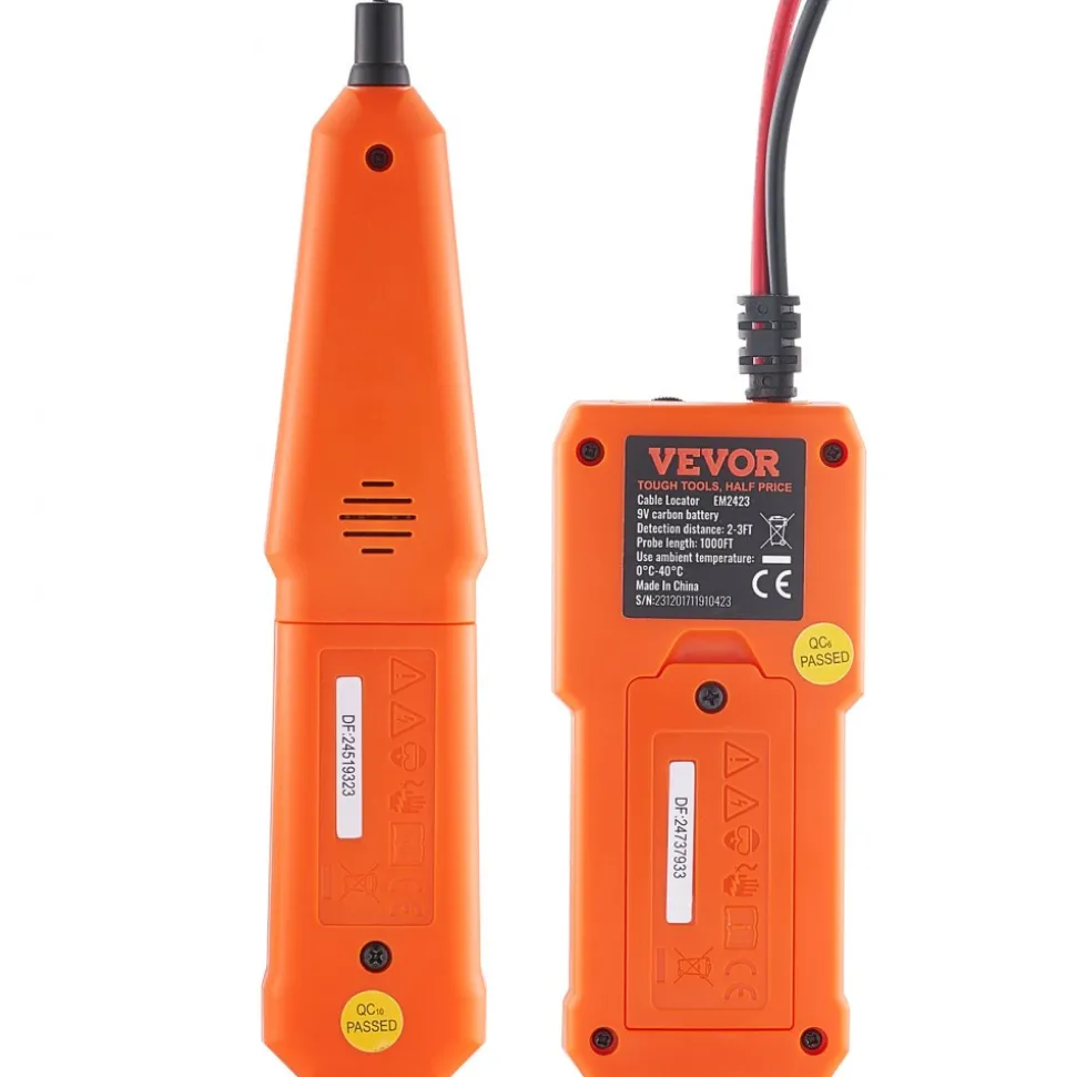VEVOR Underground Cable Locator, 3 FT Max. Detection Depth, Wire Tracer Break Detector Finder with Earphone, 1000 FT Max.Detection Length Cable Tester for Pet Fence Buried Sprinkler Valve Irrigation