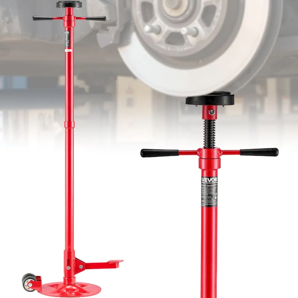 VEVOR Underhoist Support Stand, 1 Ton (2204 lbs) Capacity Under Hoist Jack Stand with Handle, Adjustable Height, Bearing Mounted Spin Handle, Self-Locking Threaded Screw, Support Vehicle Components