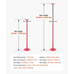 VEVOR Underhoist Support Stand, 3/4 Ton (1653 lbs) Capacity Under Hoist Jack Stand, Lifting from 54.02