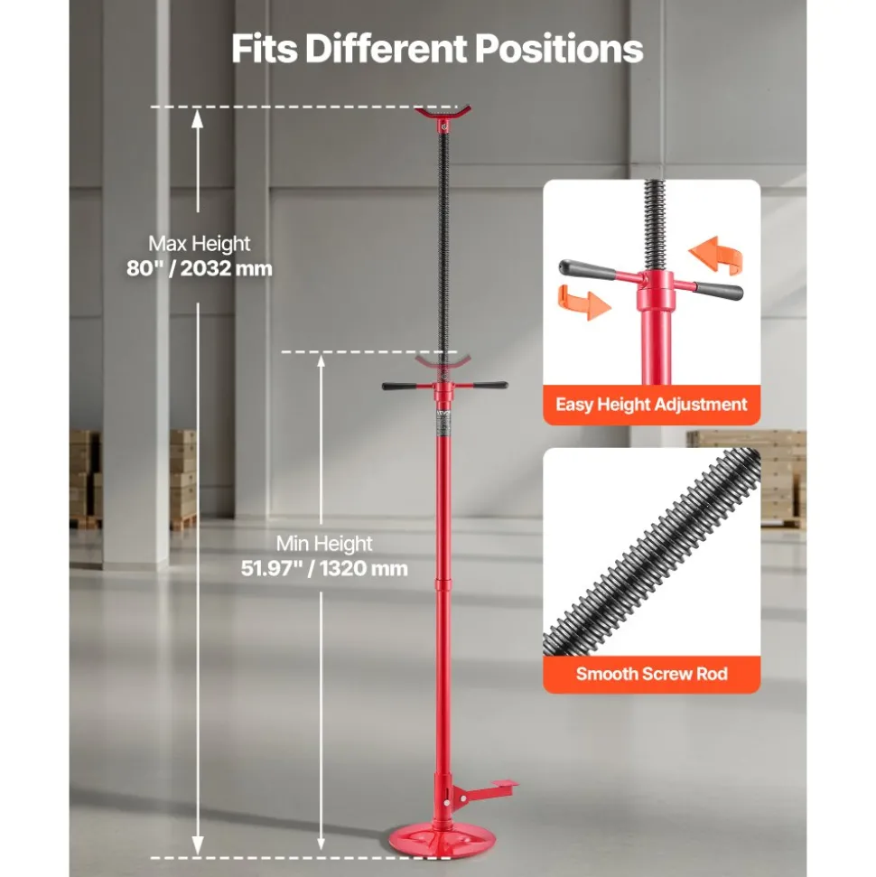 VEVOR Underhoist Support Stand, 3/4 Ton (1653 lbs) Capacity Under Hoist Jack Stand, Lifting from 51.97" to 80", Bearing Mounted Spin Handle, Foot Pedal, 12" Diameter Base, Support Vehicle Components