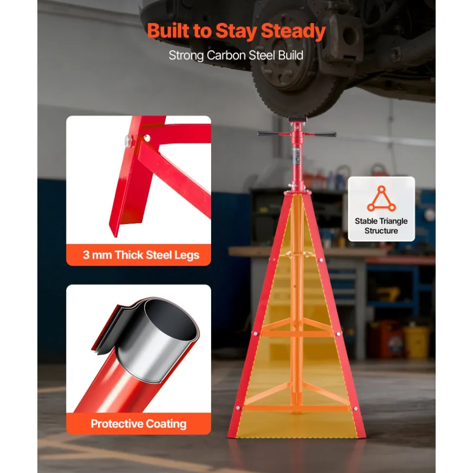 VEVOR Under Hoist Tripod Stand, 2 Ton (4409 lbs) Capacity High Lift Jack Stand Reach Underhoist Support, Lifting from 47.24" to 84.65", 4-Level Adjustable Height, Heavy Duty Carbon Steel for Car Lift