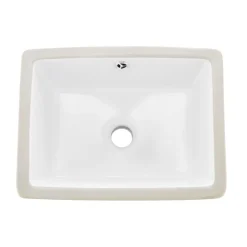 VEVOR Undermount Bathroom Sink, 15.75 x 12.01 Inch Rectangular White Ceramic Vessel Sink with Overflow Hole, Under Counter Drop in Modern Lavatory Vanity Bath Wash Bowl Basin, Rectangle Small Space