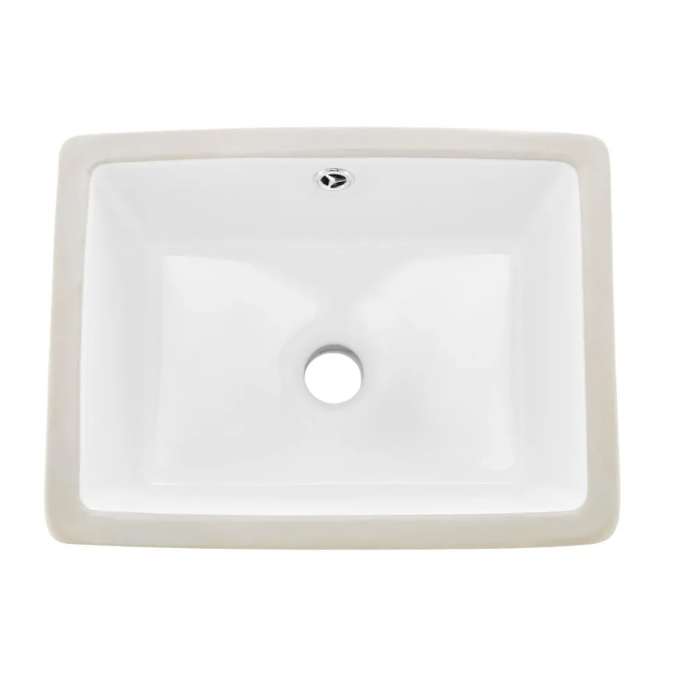 VEVOR Undermount Bathroom Sink, 20.87 x 14.76 Inch Rectangular White Ceramic Vessel Sink with Overflow Hole, Under Counter Drop in Modern Lavatory Vanity Bath Wash Bowl Basin, Rectangle Small Space