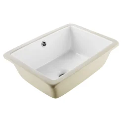 VEVOR Undermount Bathroom Sink, 15.75 x 12.01 Inch Rectangular White Ceramic Vessel Sink with Overflow Hole, Under Counter Drop in Modern Lavatory Vanity Bath Wash Bowl Basin, Rectangle Small Space