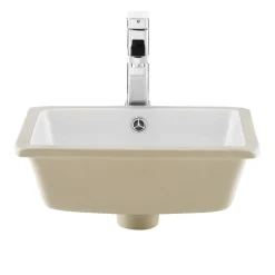 VEVOR Undermount Bathroom Sink, 20.87 x 14.76 Inch Rectangular White Ceramic Vessel Sink with Overflow Hole, Under Counter Drop in Modern Lavatory Vanity Bath Wash Bowl Basin, Rectangle Small Space