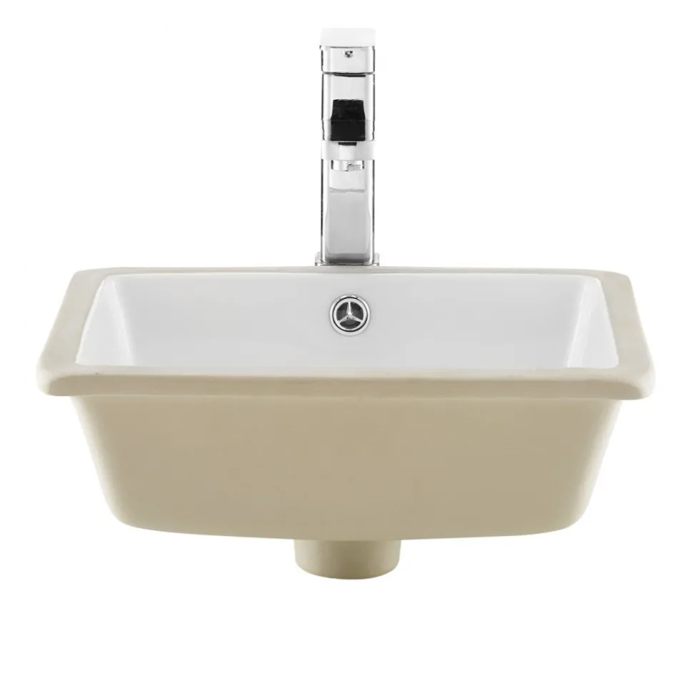 VEVOR Undermount Bathroom Sink, 20.87 x 14.76 Inch Rectangular White Ceramic Vessel Sink with Overflow Hole, Under Counter Drop in Modern Lavatory Vanity Bath Wash Bowl Basin, Rectangle Small Space