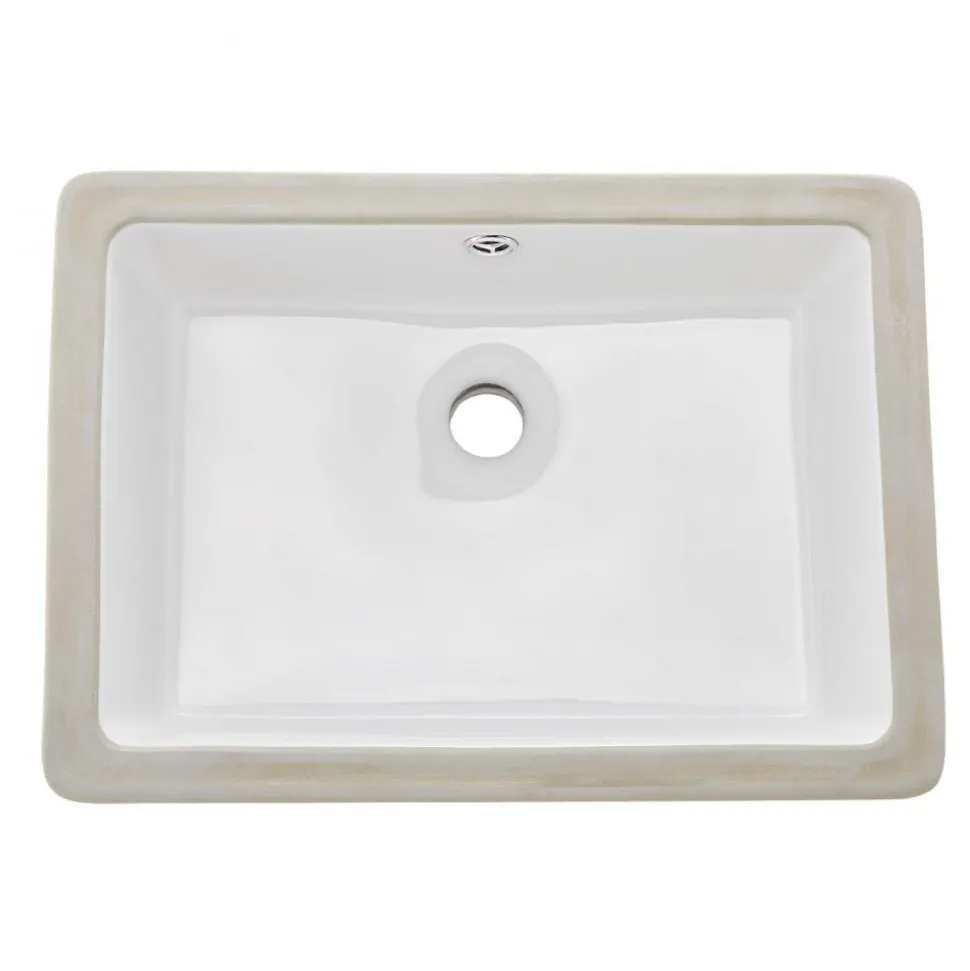 VEVOR Undermount Bathroom Sink, 18.5 x 13.19 Inch Rectangular White Ceramic Vessel Sink with Overflow Hole, Under Counter Drop in Modern Lavatory Vanity Bath Wash Bowl Basin, Rectangle Small Space