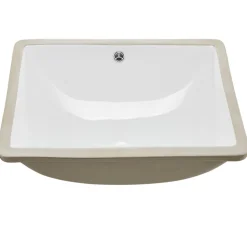 VEVOR Undermount Bathroom Sink, 20.28 x 15.16 Inch Rectangular White Ceramic Vessel Sink with Overflow Hole, Under Counter Drop in Modern Lavatory Vanity Bath Wash Bowl Basin, Rectangle Small Space
