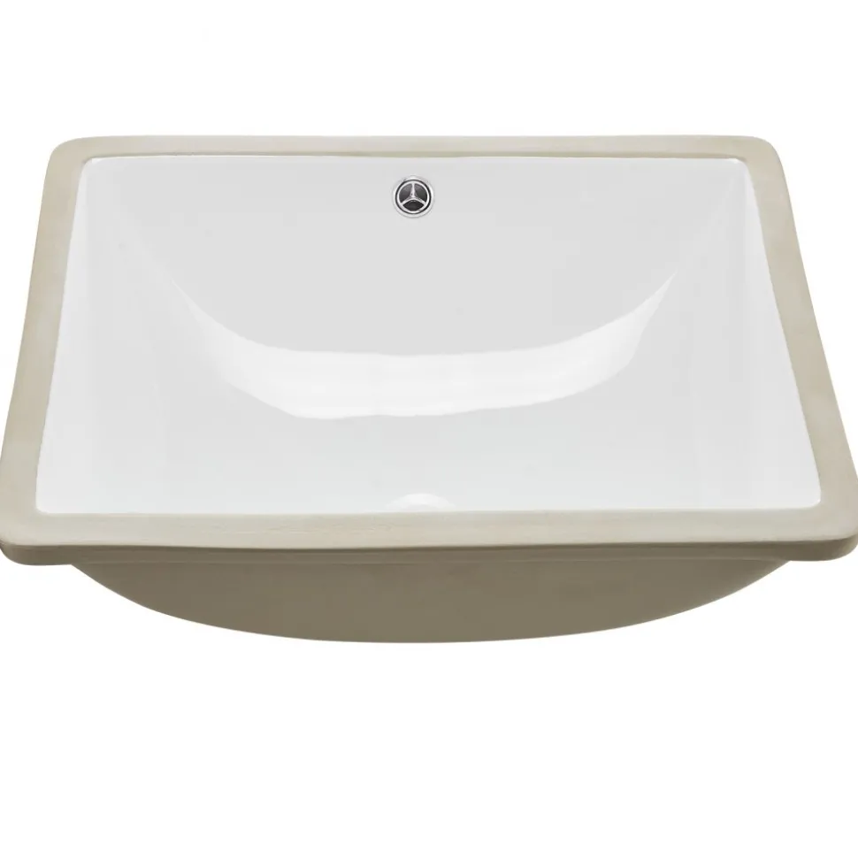 VEVOR Undermount Bathroom Sink, 20.28 x 15.16 Inch Rectangular White Ceramic Vessel Sink with Overflow Hole, Under Counter Drop in Modern Lavatory Vanity Bath Wash Bowl Basin, Rectangle Small Space