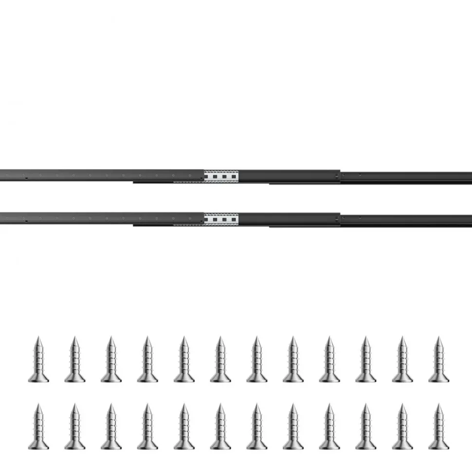 VEVOR Undermount Drawer Slides, 32 inch, Full Extension Ball Bearing Under Stair Cabinet Rails, 260 LB Load Capacity Heavy Duty Bottom Stair Cabinet Glides Track Runners,for DIY Replacement, Black