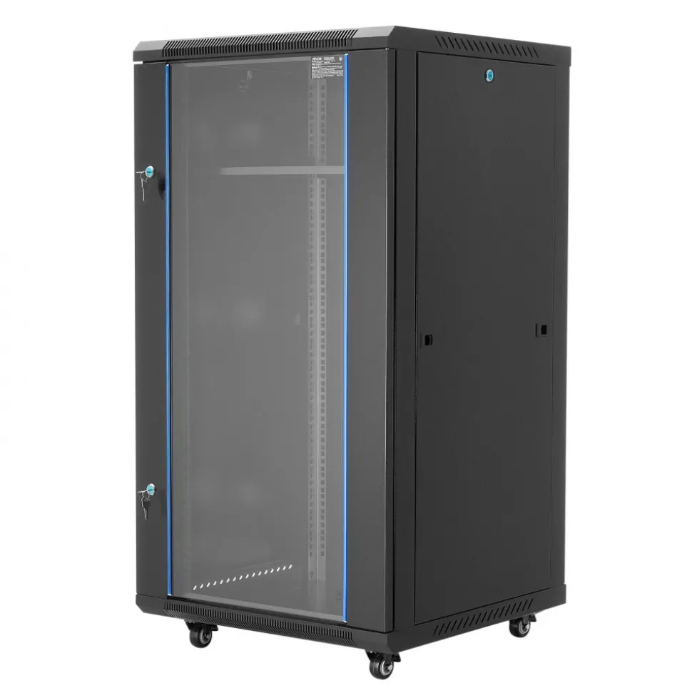 VEVOR 22U Network Cabinet Wall Mount, 23.6 in Depth, 300 lbs Max Load Capacity Server Cabinet Rack Enclosure with Locking Tempered Glass Door, Side Panels, Server Rack for IT Equipment, A/V Devices