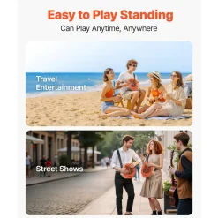 VEVOR Unique Cajon Box Drum, with Internal  Guitar Strings, Portable Wooden Percussion Box, Birch Wood Drum Musical Instrument with Adjustable Strap, for Beginners & Professionals, 11.6 x 11.6 x 4 in