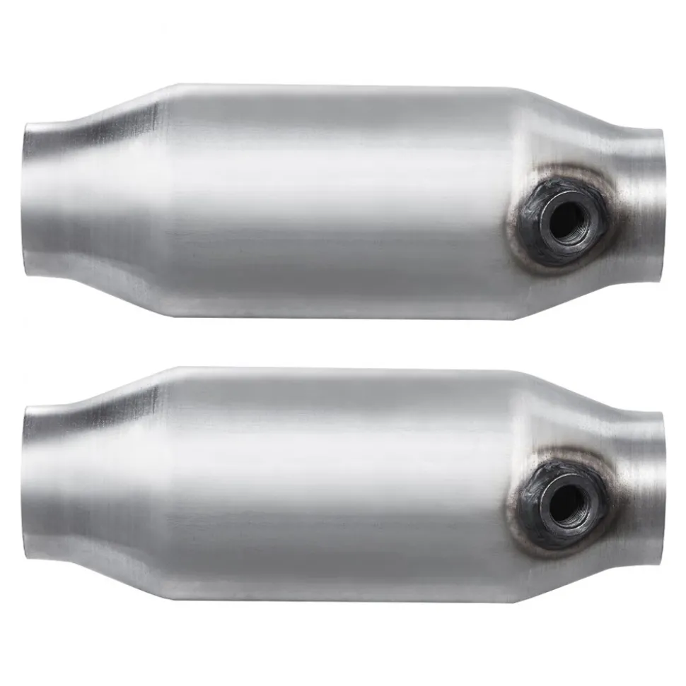 VEVOR Universal Catalytic Converter, 2.5 Inch Inlet/Outlet, 2 Pack High Flow Car Catalytic Converter with O2 Port, Direct Replacement, Stainless Steel Material, for Quick Exhaust Gas Purification
