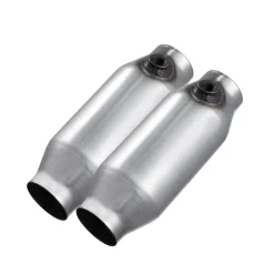 VEVOR Universal Catalytic Converter, 2.5 Inch Inlet/Outlet, 2 Pack High Flow Car Catalytic Converter with O2 Port, Direct Replacement, Stainless Steel Material, for Quick Exhaust Gas Purification