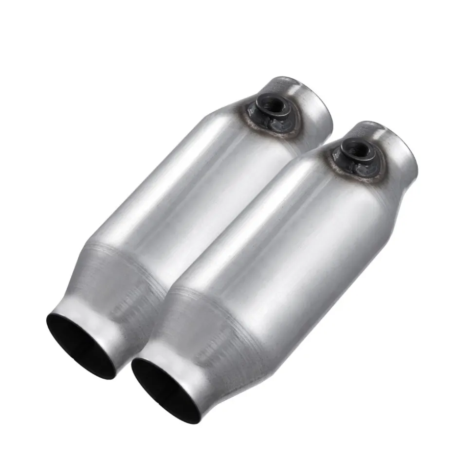VEVOR Universal Catalytic Converter, 2.5 Inch Inlet/Outlet, 2 Pack High Flow Car Catalytic Converter with O2 Port, Direct Replacement, Stainless Steel Material, for Quick Exhaust Gas Purification