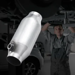 VEVOR Universal Catalytic Converter, 2.5 Inch Inlet/Outlet, 2 Pack High Flow Car Catalytic Converter with O2 Port, Direct Replacement, Stainless Steel Material, for Quick Exhaust Gas Purification