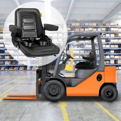 VEVOR Universal Fold Down Forklift Seat with Retractable Safety Belt, Armrest,Adjustable Seat for Excavator, Forklift, Tractor, Skid Loader, Backhoe Dozer Telehandler