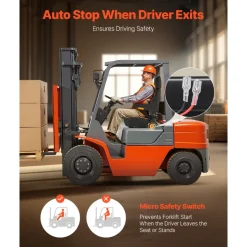 VEVOR Universal Forklift Seat, Tractor Seat with Adjustable Back, Armrest, Headrest & Safety Belt, Secure Tractor Seat with Micro Switch, Ergonomic Lawnmower Seat for Skid Loader Bulldozer