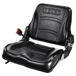 VEVOR Universal Forklift Seat, Fold Down Tractor Seat with Adjustable Angle Back, Micro Switch and Retractable Seatbelt, 6.3-13.4 inch Slot Forklift Seat for Tractor Loader Excavator