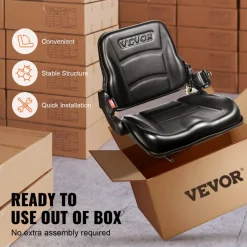 VEVOR Universal Forklift Seat, Fold Down Tractor Seat with Adjustable Angle Back, Micro Switch and Retractable Seatbelt, 6.3-13.4 inch Slot Forklift Seat for Tractor Loader Excavator