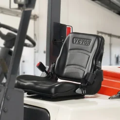 VEVOR Universal Forklift Seat, Fold Down Tractor Seat with Adjustable Angle Back, Micro Switch and Retractable Seatbelt, 6.3-13.4 inch Slot Forklift Seat for Tractor Loader Excavator