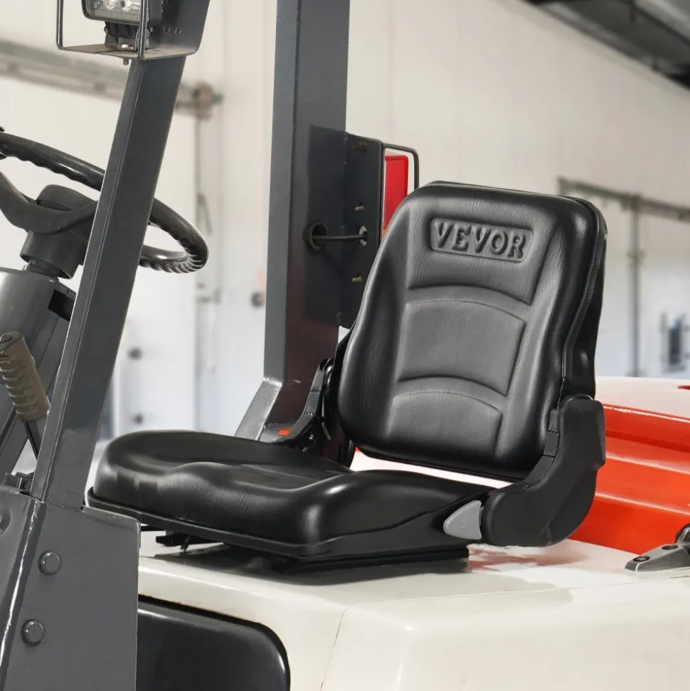 VEVOR Universal Forklift Seat, Fold Down Tractor Seat with Adjustable Angle Back and Micro Switch, 6.3-13.4 inch Extended Slot Comfortable Forklift Seat for Tractor Loader Excavator