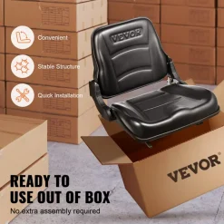 VEVOR Universal Forklift Seat, Fold Down Tractor Seat with Adjustable Angle Back and Micro Switch, 6.3-13.4 inch Extended Slot Comfortable Forklift Seat for Tractor Loader Excavator