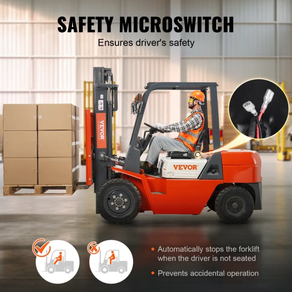 VEVOR Universal Forklift Seat, Fold Down Tractor Seat with Adjustable Angle Back and Micro Switch, 6.3-13.4 inch Extended Slot Comfortable Forklift Seat for Tractor Loader Excavator