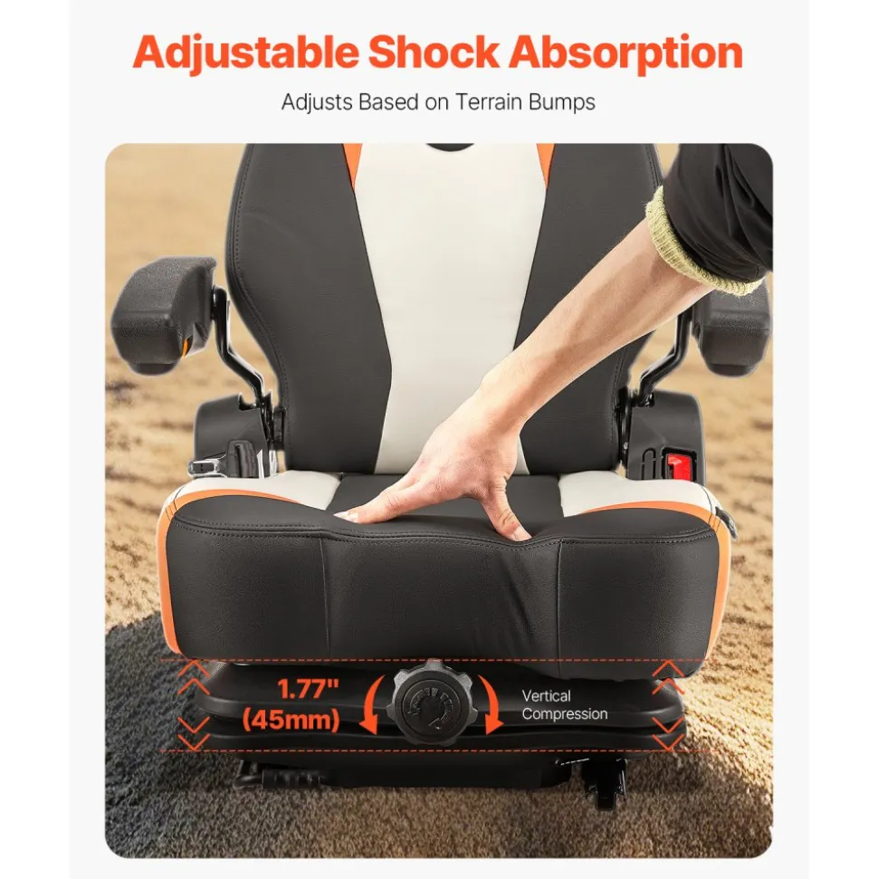 VEVOR Universal Forklift Seat,Tractor Seat with Adjustable Angle Back, Micro Switch and Seatbelt,Wrap-around Forklift Seat for Tractor Loader Excavator