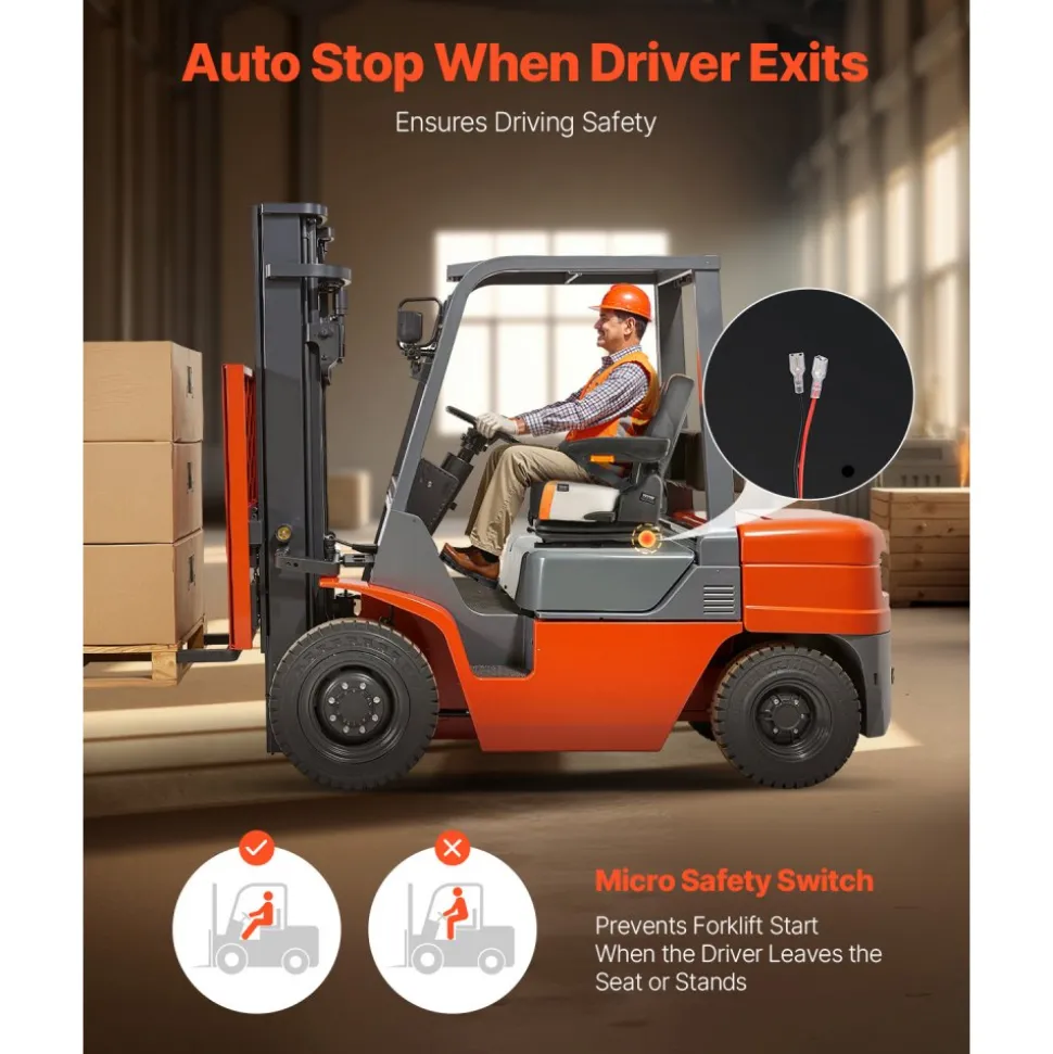 VEVOR Universal Forklift Seat,Tractor Seat with Adjustable Angle Back, Micro Switch and Seatbelt,Wrap-around Forklift Seat for Tractor Loader Excavator