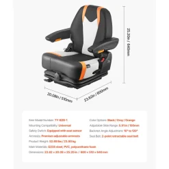 VEVOR Universal Forklift Seat,Tractor Seat with Adjustable Angle Back, Micro Switch and Seatbelt,Wrap-around Forklift Seat for Tractor Loader Excavator
