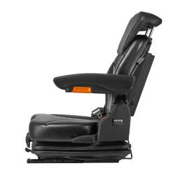 VEVOR Universal Forklift Seat, Tractor Suspension Seat with Adjustable Back, Armrest, Headrest & Safety Belt, Secure Fold Down Tractor Seat with Micro Switch, Lawnmower Seat for Skid Loader Bulldozer