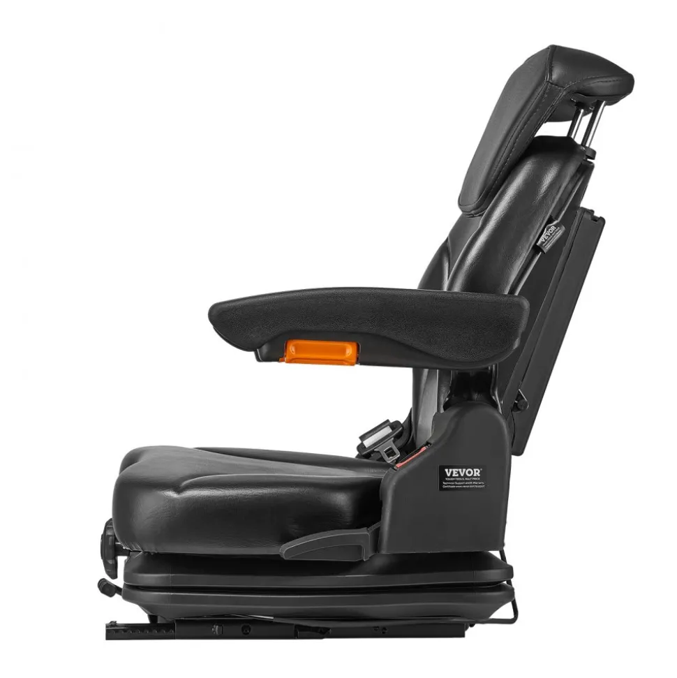 VEVOR Universal Forklift Seat, Tractor Suspension Seat with Adjustable Back, Armrest, Headrest & Safety Belt, Secure Fold Down Tractor Seat with Micro Switch, Lawnmower Seat for Skid Loader Bulldozer